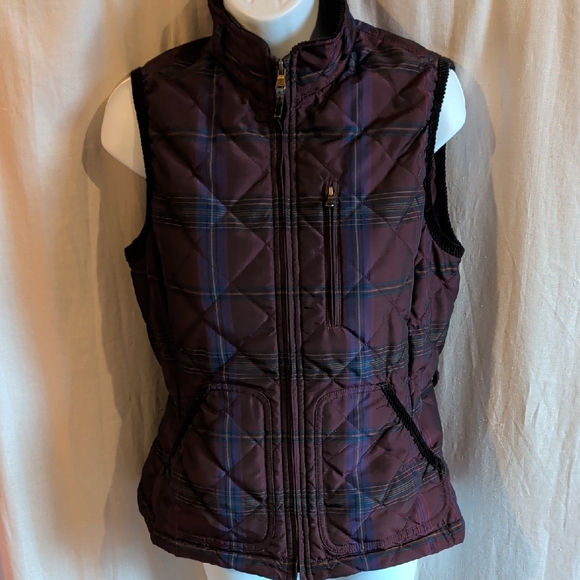 Ralph Lauren Quilted Cord Collar Equestrian Style Plaid Vest Women's Medium - Picture 3 of 15
